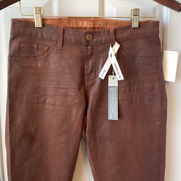 NWT J BRAND Japanese Luxe Twill Brown Pencil Leg Wax Coated Low Rise Jeans SZ 28 - Picture 6 of 9